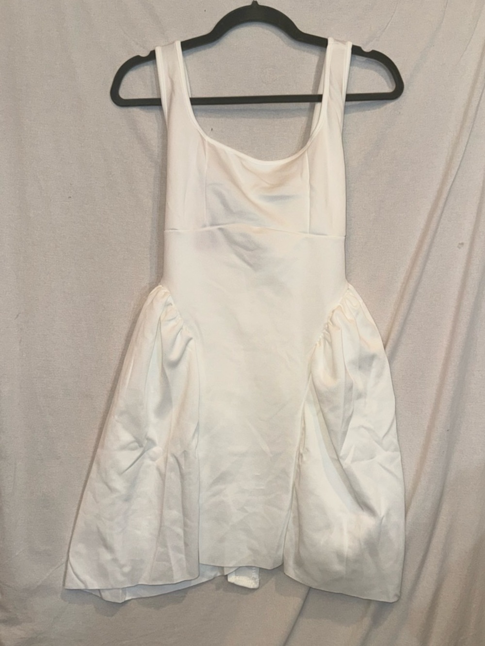 White Sleeveless Mini Dress with Bubble Hem